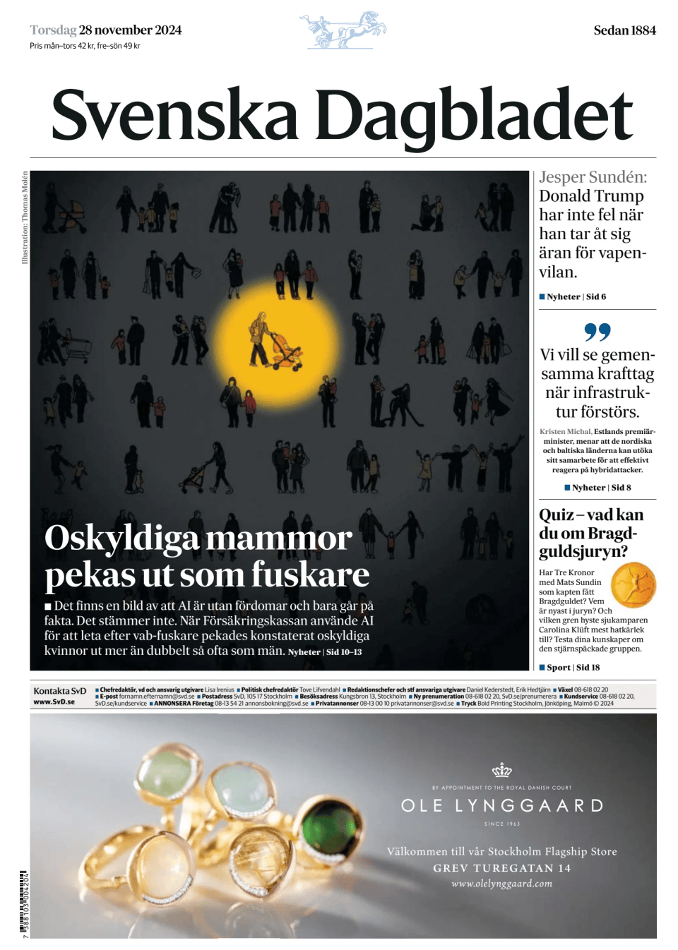 Prima-pagina-Svenska Dagbladet-edizione-di-oggi-20241128